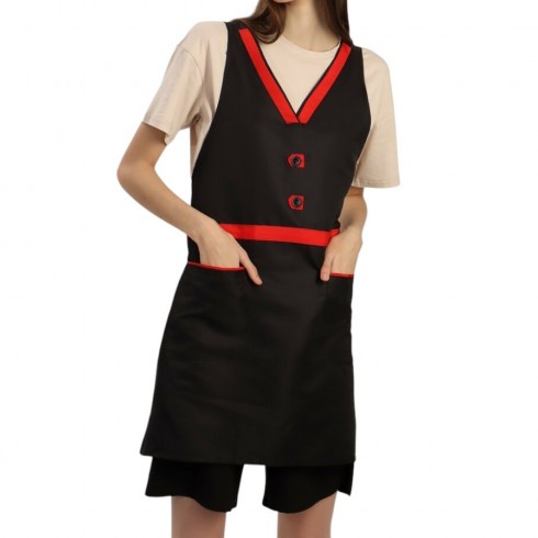 Фартук черный, с бордовыми вставками, "FORTRESS"